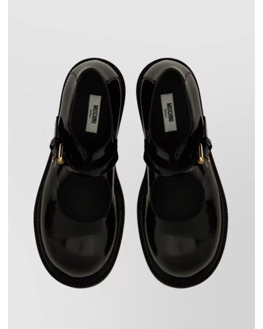 Moschino Black Leather Mary Jane Shoes