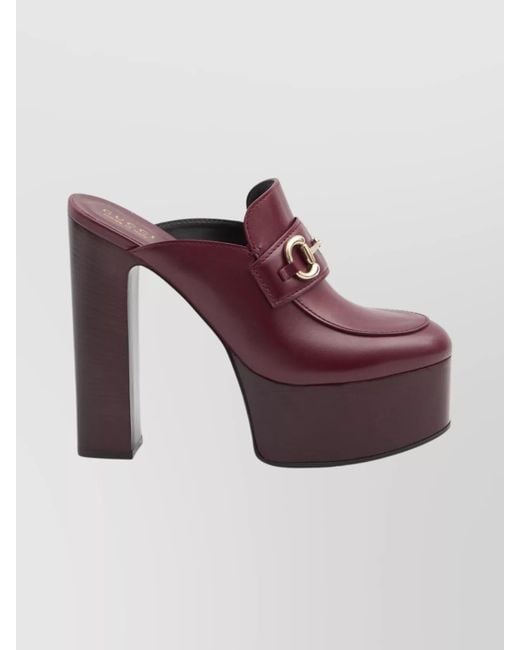 Gucci Purple Horsebit Platform Mules Soft Leather