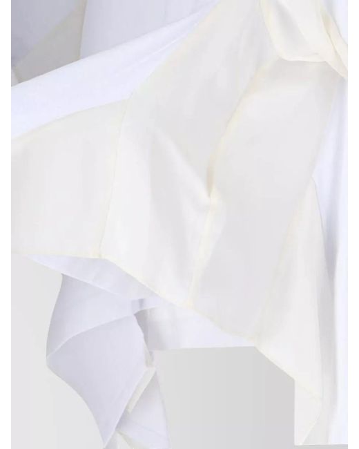 Sacai White Denim Panelled Cotton T-Shirt