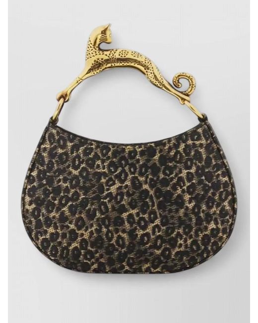 Lanvin Gray Mini Shoulder Bag Animal Pattern Handle