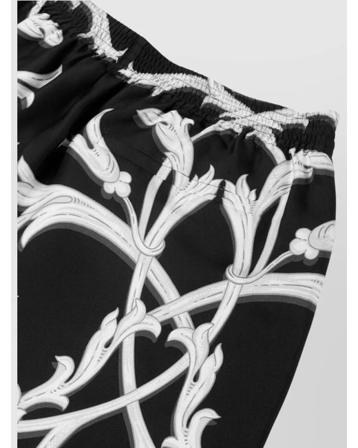 Versace Black Silk Printed Knee-Length Deck Shorts for men