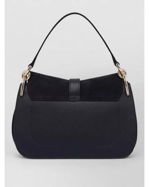 Furla Blue Flow Mini Leather And Suede Shoulder Bag