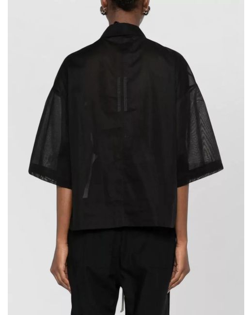 Rick Owens Black Tommy Shirt Boxy Fit Chest Pockets