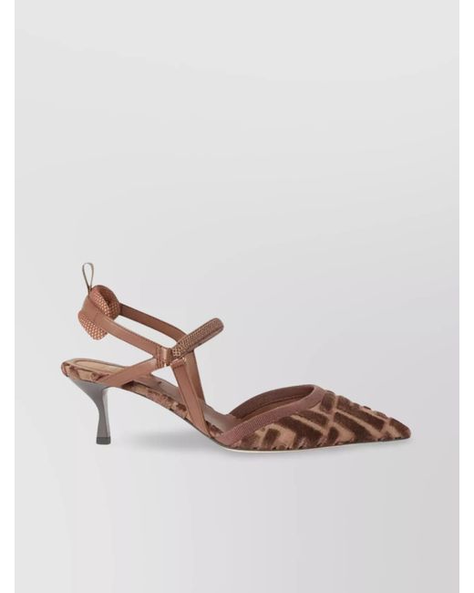 Fendi Pink Jacquard Velvet Slingback Pumps