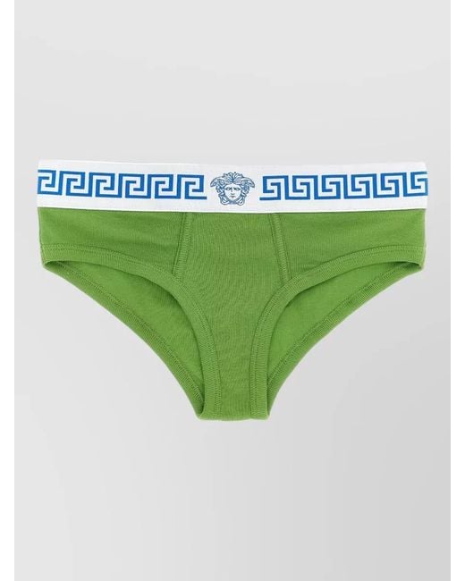 Versace Green Medusa Briefs Ribbed Texture Waistband