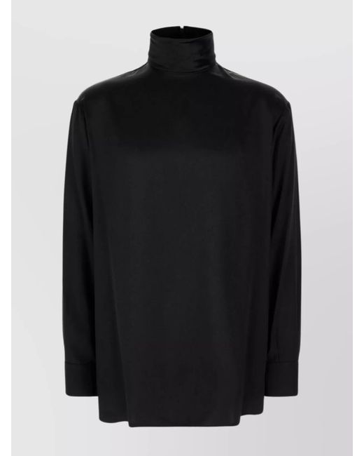 Dolce & Gabbana Black Silk Funnel-Neck Shirt for men