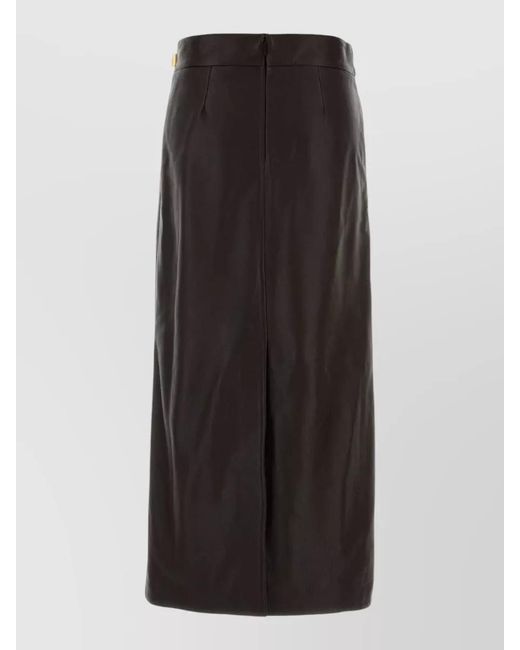 Ferragamo Black Leather Pencil Skirt