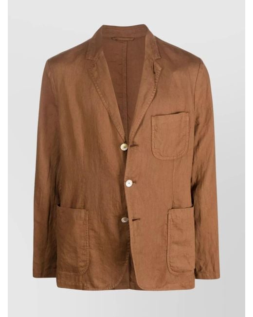 Aspesi Brown Structured Blazer With Chest Pocket for men