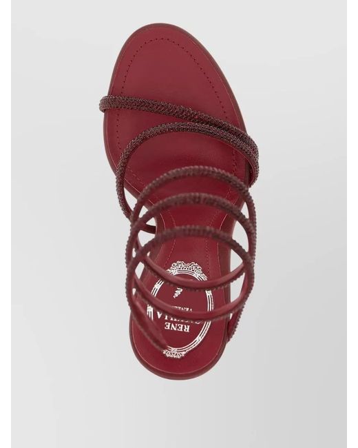 Rene Caovilla Pink Margot Sandals Embellished Straps Leather Sole
