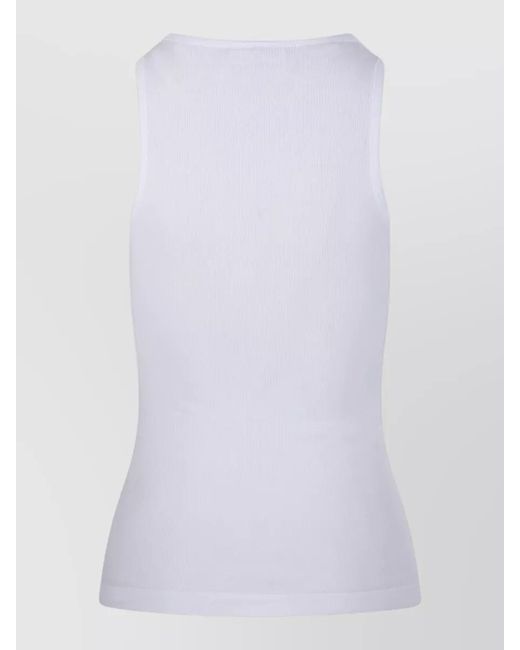 Ganni White Ribbed Tank Top