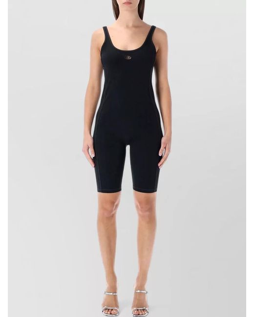 DIESEL Blue Stretch Technical Mid-Thigh Jumpsuit