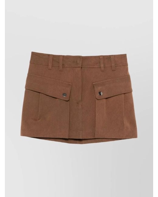 ANDAMANE Brown Cotton Cargo Mini Skirt