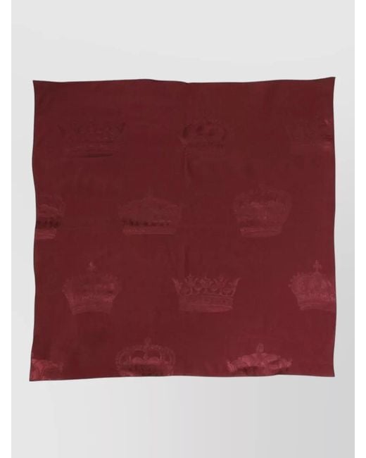 Dolce & Gabbana Red Silk Crown Square Foulard Scarf for men