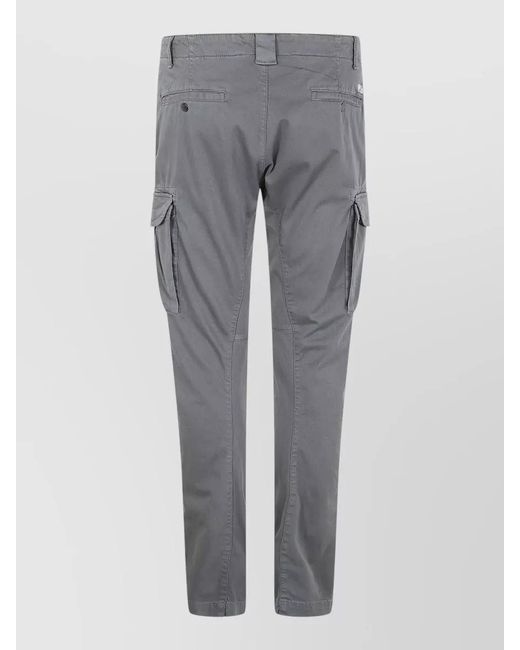 C P Company Black Stretch Sateen Cargo Trousers for men