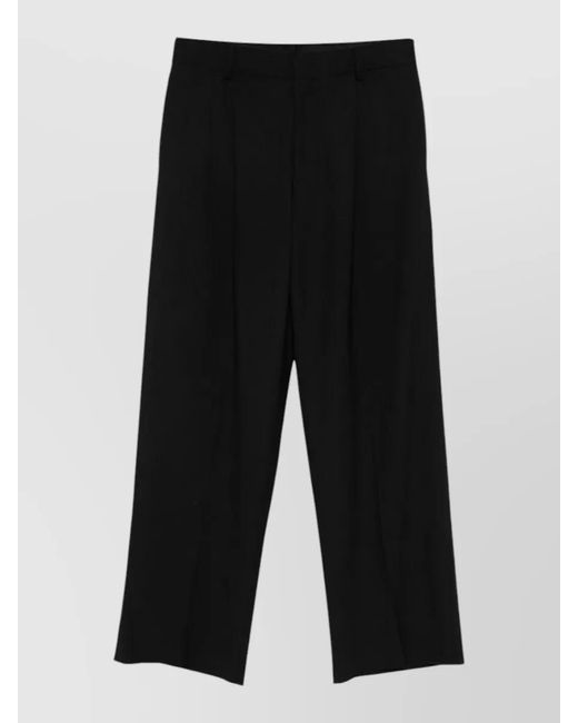 Emporio Armani Black Wool Wide-Leg Trousers for men