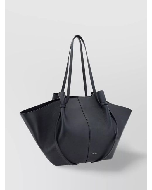 Yuzefi Black Mochi Large Leather Shoulder Bag