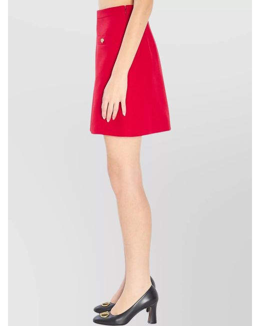 Valentino Garavani Red Silk Mini A-Line Skirt
