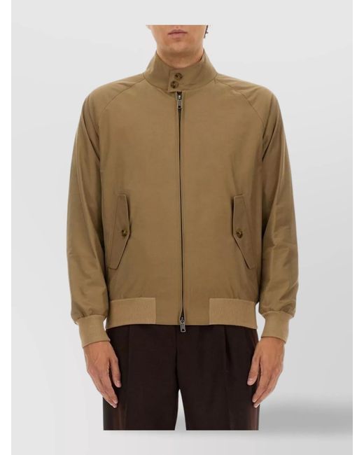 Baracuta Brown Cotton Blend Lightweight Zip Harrington Jacket for men