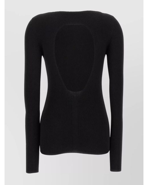 Rick Owens Black Virgin Wool Ribbed Knitted Top
