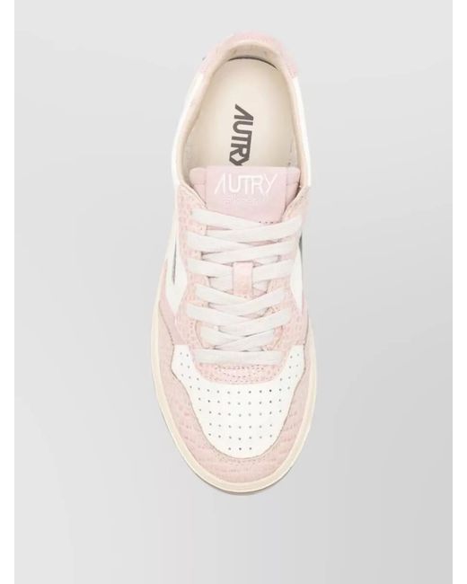 Autry Natural Lace Up Low Profile Rubber Sole Sneakers