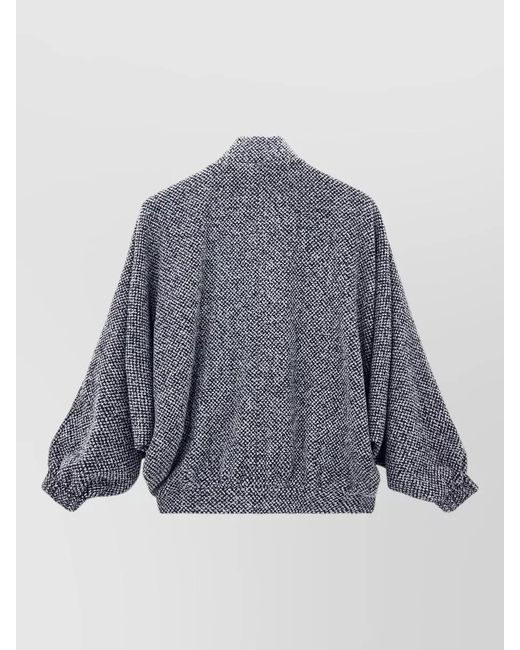 Giorgio Armani Blue Casual Textured Jacket Stand Collar Long Sleeves