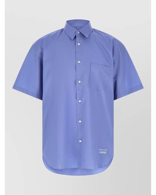 Comme des Garçons Blue Shirt Logo Embroidery Button Down Collar for men