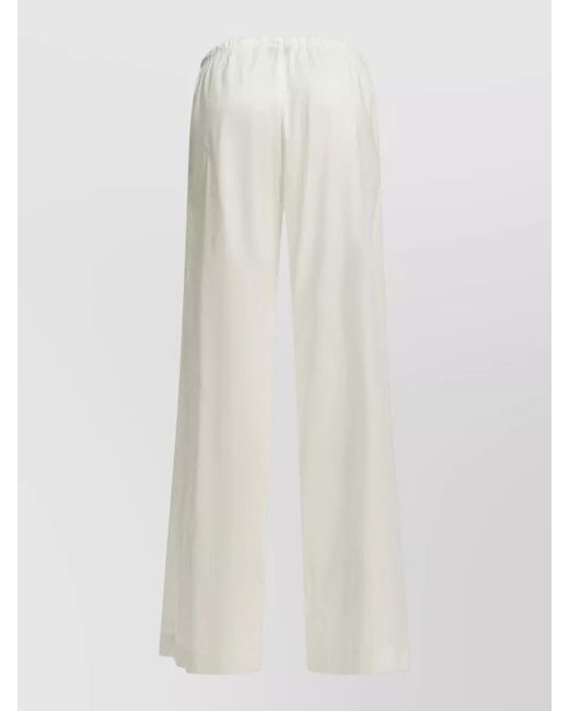 Herno White Cotton Wide Leg Lightweight Trousers
