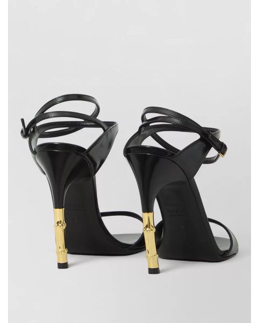 Gucci Black Castello Bamboo Heel Leather Sandals