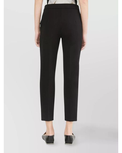 Max Mara Black Viscose Pegno Slim-Fit Cropped Trousers