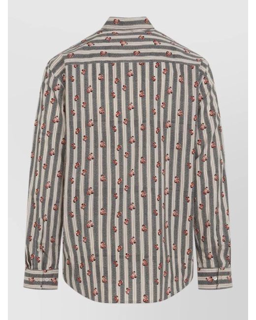 Dries Van Noten Multicolor Caper Striped Floral Cotton Shirt for men