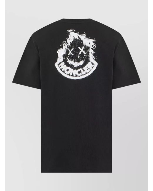 Moncler Black Logo Cotton T Shirt Short Sleeves for men