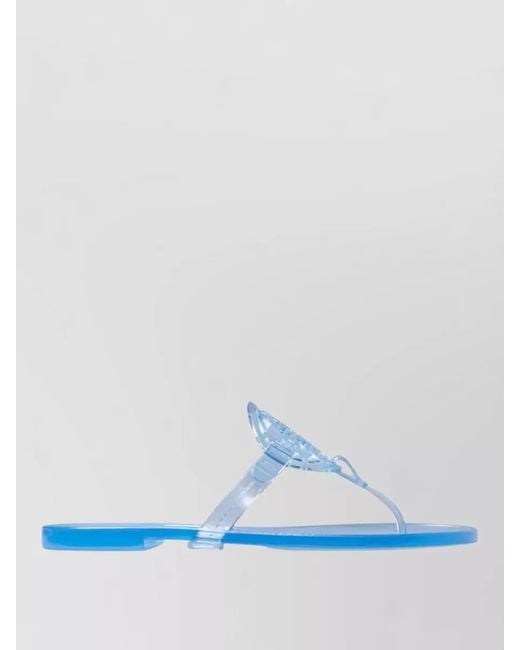 Tory Burch Blue Miller Jelly Flat Flip Flop Sandals