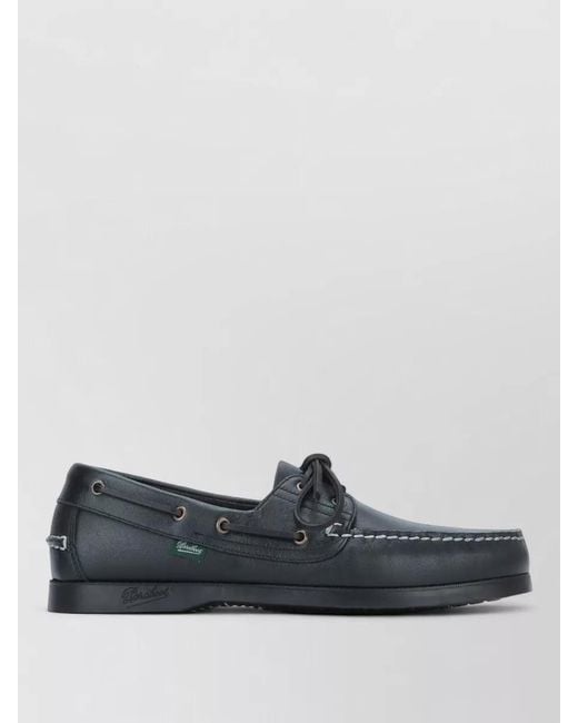Paraboot Gray Barth Boat Shoes Stitch Detailing Rubber Sole for men