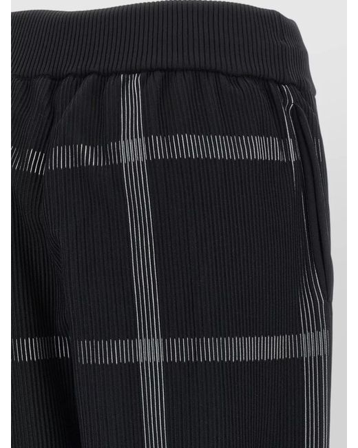 Pleats Please Issey Miyake Black Knit Trousers Ribbed Texture Checked Pattern
