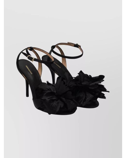 Ferragamo Black Satin Sandals