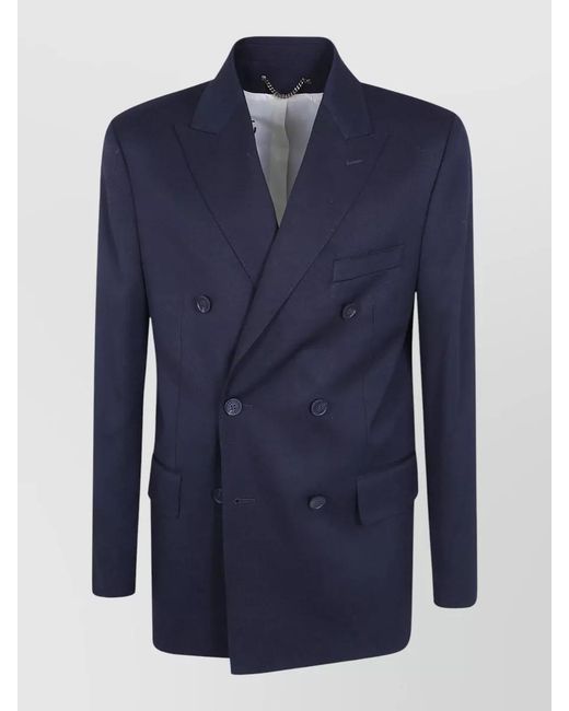 Golden Goose Deluxe Brand Blue Double Breasted Blazer Message Lining for men