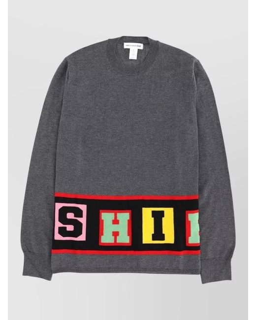 Comme des Garçons Gray Crewneck Knitted Sweater for men