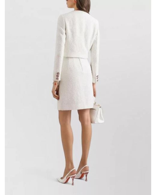 Dolce & Gabbana Natural Rachel Tweed Midi Skirt Straight Line