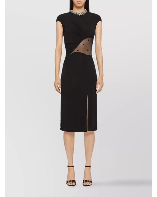 Givenchy Black Side Draped Tulle Dress