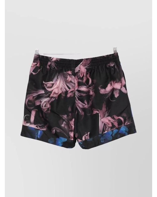 Dries Van Noten Blue Floral Print Swim Shorts for men