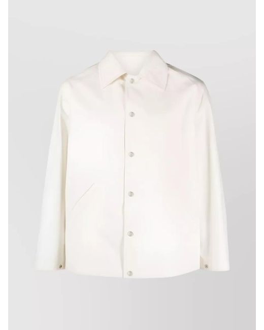 Jil Sander White Logo Print Cotton Shirt Jacket for men