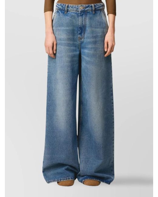 AMI Blue Denim Wide-Leg Jeans