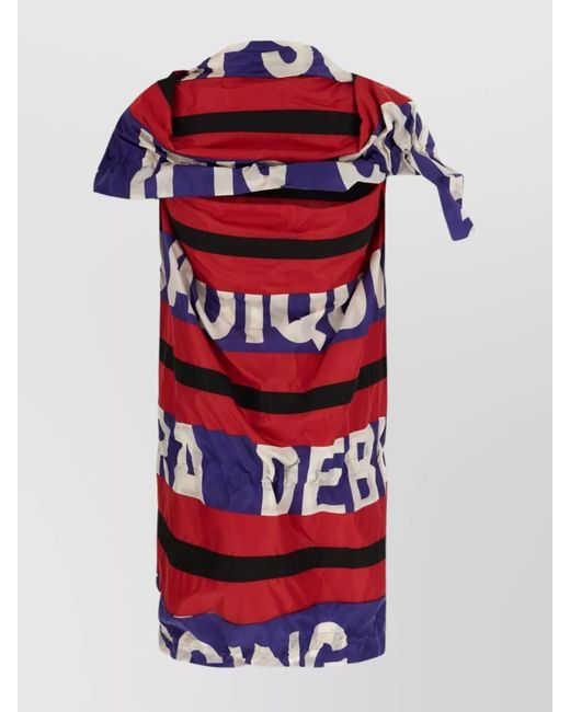 Dries Van Noten Red Graphic Print Draped Asymmetrical Jacket for men