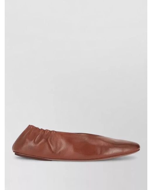 Marsèll Brown Strascico Leather Ballerina Shoes Elastic Trim