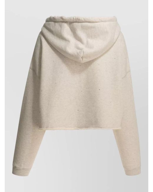 Golden Goose Deluxe Brand Natural Cropped Hoodie Star Motif Drawstring Hood