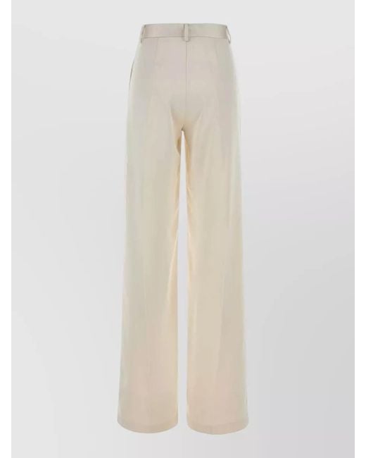 ANDAMANE White Satin High-Rise Wide-Leg Trousers
