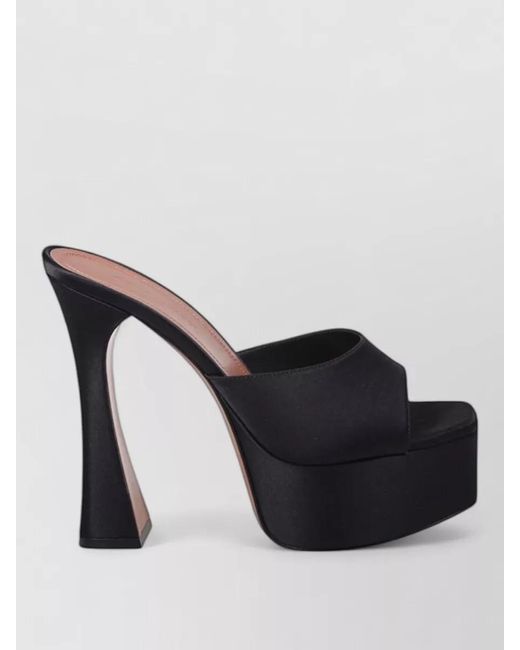 AMINA MUADDI Black Leather Platform Mules