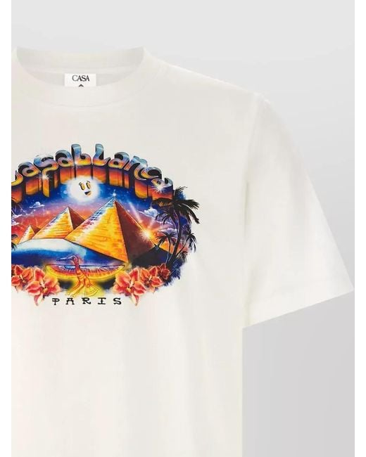 Casablanca White Tourism Print Cotton T-Shirt for men