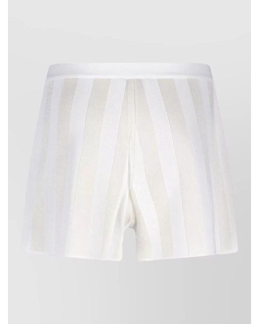 Fendi White Straight Shorts Side Pockets Striped Pattern