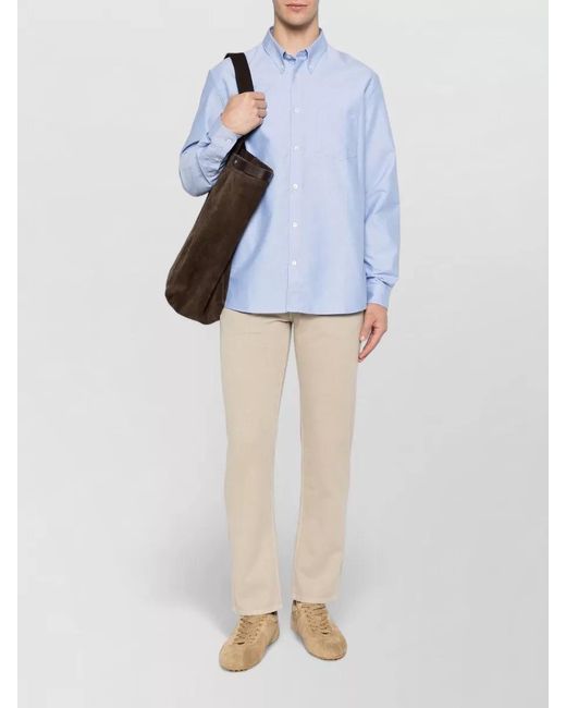 A.P.C. Blue Shirt Button Down Collar Cuffed Sleeves Pocket for men